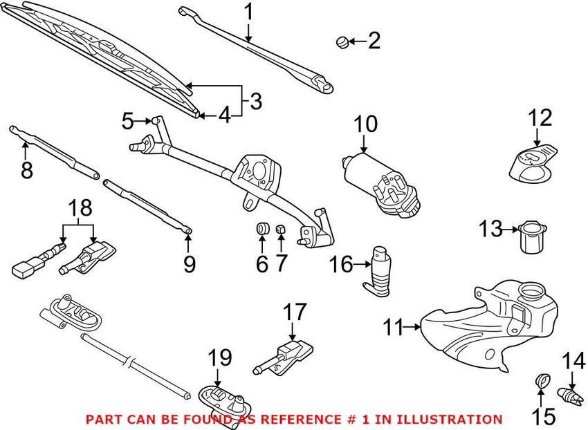 VW Windshield Wiper Arm - Driver Side 3B1955409